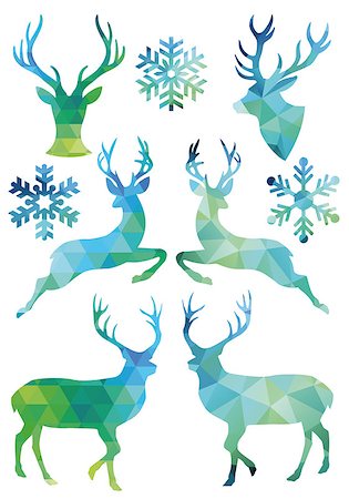 simsearch:400-08791935,k - Christmas deer with low poly geometric pattern, set of vector design elements Foto de stock - Super Valor sin royalties y Suscripción, Código: 400-08261421