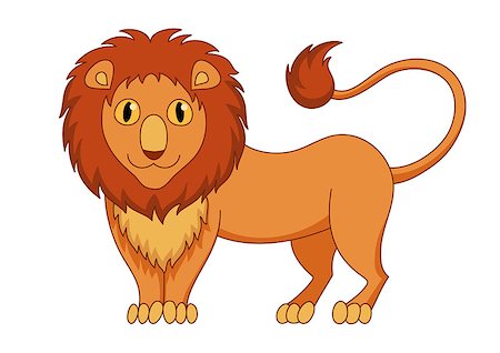 simsearch:400-04613070,k - Cute modest cartoon lion with fluffy mane and kind muzzle, lion smile and look. Vector illustration Stock Photo - Budget Royalty-Free & Subscription, Code: 400-08261868