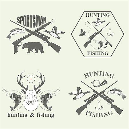 simsearch:400-08348524,k - Set of vintage hunting and fishing labels and design elements Stock Photo - Budget Royalty-Free & Subscription, Code: 400-08262098