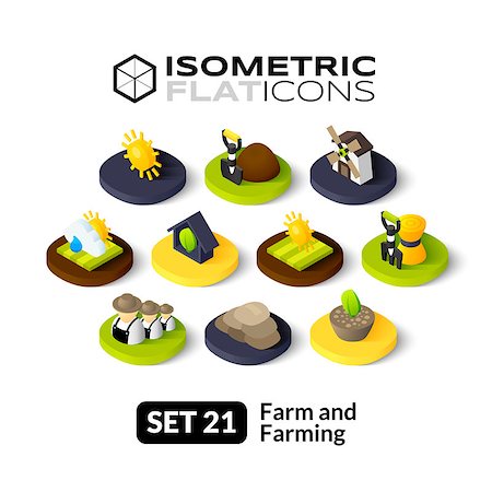 pictogram sun - Isometric flat icons, 3D pictograms vector set 21 - Farm and farming symbol collection Stock Photo - Budget Royalty-Free & Subscription, Code: 400-08262491