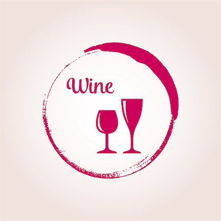 Red vector emblem with wine glasses and stain Stock Photo - Budget Royalty-Free & Subscription, Code: 400-08263504