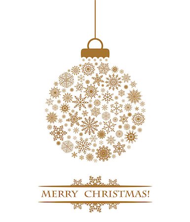 Christmas ball of golden snowflakes on a white background. Greeting card with text Photographie de stock - Aubaine LD & Abonnement, Code: 400-08263838