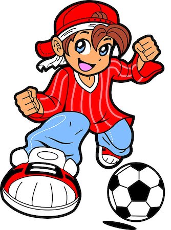 Happy Young Man Boy Soccer Player in Anime Manga Cartoon Style Stock Photo - Budget Royalty-Free & Subscription, Code: 400-08263870