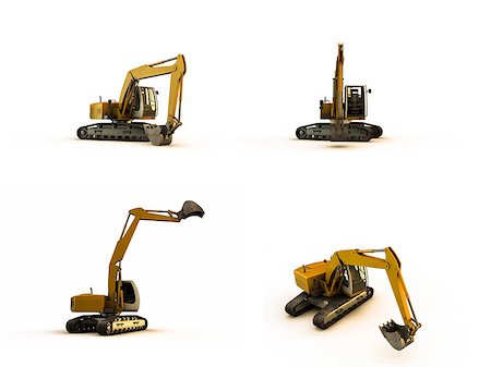 simsearch:700-05662628,k - excavator in various poses isolated on white background Stock Photo - Budget Royalty-Free & Subscription, Code: 400-08286710