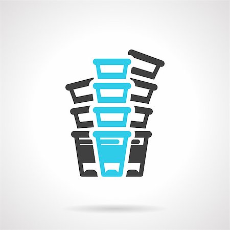 Black and blue flat line design vector icon for three stacks of plastic disposable cups on white background. Stock Photo - Budget Royalty-Free & Subscription, Code: 400-08288095