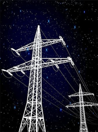 electric pylons under the stars Stock Photo - Budget Royalty-Free & Subscription, Code: 400-08289371