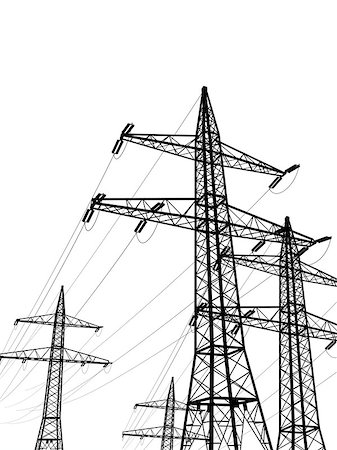 electric pylons isolated on white background Stock Photo - Budget Royalty-Free & Subscription, Code: 400-08289372