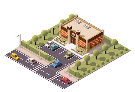 simsearch:400-08786053,k - Vector isometric coffee shop building icon Stock Photo - Budget Royalty-Free & Subscription, Code: 400-08294445