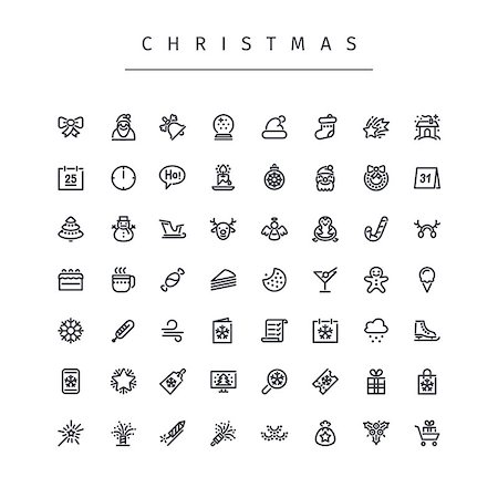 simsearch:400-04149556,k - Christmas Outline Icons Set for Your Holiday Project. Isolated on white background. Clipping paths included in JPG file. Stock Photo - Budget Royalty-Free & Subscription, Code: 400-08297748