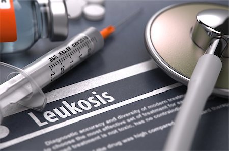 Diagnosis - Leukosis. Medical Concept with Blurred Text, Stethoscope, Pills and Syringe on Grey Background. Selective Focus. Stock Photo - Budget Royalty-Free & Subscription, Code: 400-08297796