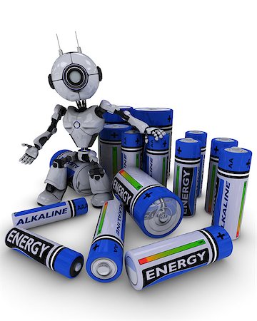 simsearch:400-04760873,k - 3D Render of a Robot with batteries Stock Photo - Budget Royalty-Free & Subscription, Code: 400-08298738