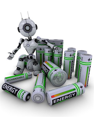 simsearch:400-04279469,k - 3D Render of a Robot with batteries Stock Photo - Budget Royalty-Free & Subscription, Code: 400-08298739