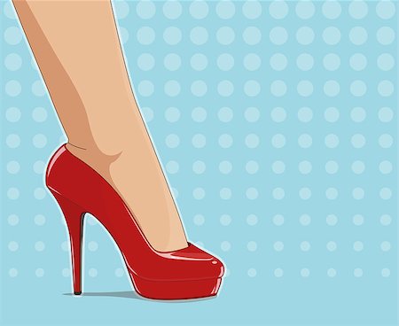 simsearch:400-04450069,k - Red fashionable shoes on female foot. Eps10 vector illustration. Stock Photo - Budget Royalty-Free & Subscription, Code: 400-08299201