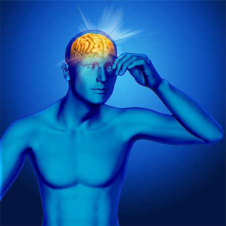 simsearch:400-08299548,k - 3D male medical figure with rays coming out of brain Stock Photo - Budget Royalty-Free & Subscription, Code: 400-08299550