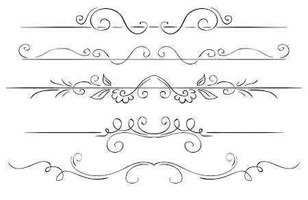 simsearch:400-07985629,k - Ornate vector set of borders on a white background. Hand drawing Photographie de stock - Aubaine LD & Abonnement, Code: 400-08290003