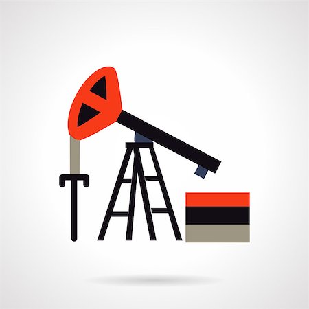 simsearch:400-04027574,k - Flat color vector icon for oil extraction station. Pump jack, oil rig, petroleum derrick. Design element for business and website Stock Photo - Budget Royalty-Free & Subscription, Code: 400-08290011