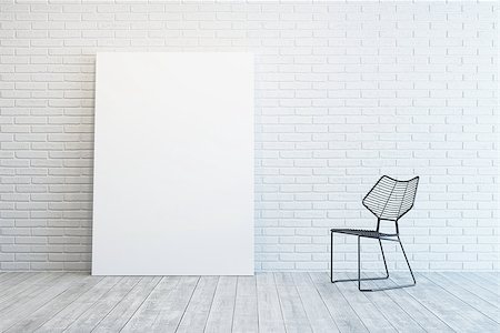 simsearch:400-04907463,k - white room with blank picture and metal chair Stock Photo - Budget Royalty-Free & Subscription, Code: 400-08290556