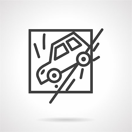 Abstract flat black line design vector icon for car slid off a road. Occasions for car insurance. Design element for business and website. Stock Photo - Budget Royalty-Free & Subscription, Code: 400-08290591