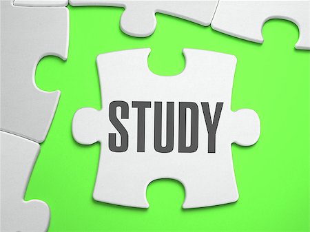 simsearch:400-07337983,k - Study - Jigsaw Puzzle with Missing Pieces. Bright Green Background. Close-up. 3d Illustration. Stock Photo - Budget Royalty-Free & Subscription, Code: 400-08291095