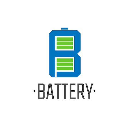 Vector logo batteries. Sign of the batteries in the form of the letter B. Stock Photo - Budget Royalty-Free & Subscription, Code: 400-08291508