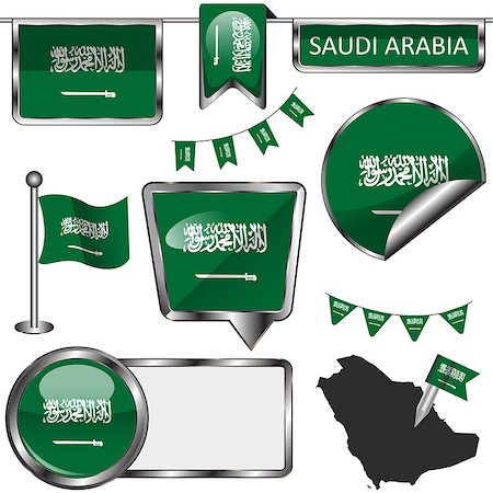 saudi arabia people - Vector glossy icons of flag of Saudi Arabia on white Stock Photo - Budget Royalty-Free & Subscription, Code: 400-08292658