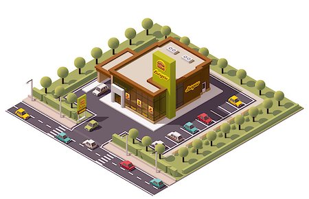 drive-thru - Vector isometric fast food restaurant icon Stock Photo - Budget Royalty-Free & Subscription, Code: 400-08292798