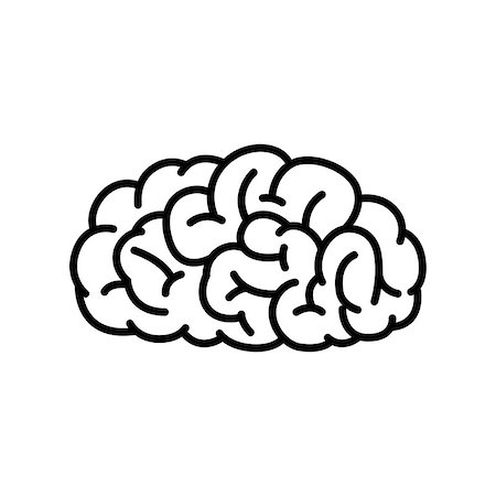 symbol for intelligence - Vector Illustration of Human Brain in Black and White Color Stock Photo - Budget Royalty-Free & Subscription, Code: 400-08293136