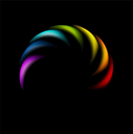 simsearch:400-04875332,k - Colorful rainbow abstract logo on black background. Vector art design Photographie de stock - Aubaine LD & Abonnement, Code: 400-08293635