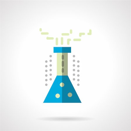 science icon - Chemical laboratory transparent flask with blue reaction liquid. Education and science symbol. Flat color style vector icon. Single web design elements for business, app, website. Stock Photo - Budget Royalty-Free & Subscription, Code: 400-08300498