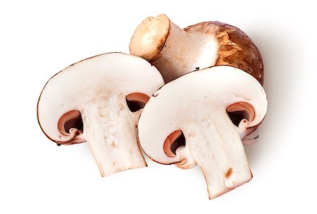 simsearch:400-04824992,k - Whole and two half brown champignons isolated on white background Stock Photo - Budget Royalty-Free & Subscription, Code: 400-08301872