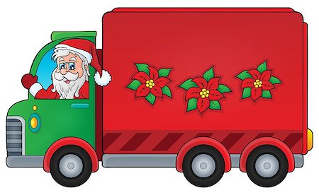 Christmas theme delivery car image 1 - eps10 vector illustration. Stock Photo - Budget Royalty-Free & Subscription, Code: 400-08302642