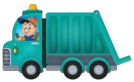 simsearch:400-07215754,k - Garbage collection truck theme image 1 - eps10 vector illustration. Foto de stock - Super Valor sin royalties y Suscripción, Código: 400-08302653