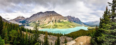 simsearch:400-07823385,k - Panoramic view of Peyto lake and Rocky mountains, Alberta, Canada Stock Photo - Budget Royalty-Free & Subscription, Code: 400-08315041