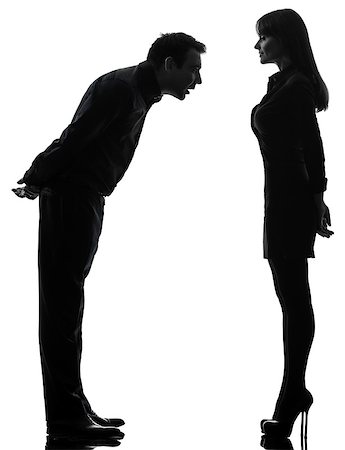 one  couple woman seducing man in silhouette studio isolated on white background Stock Photo - Budget Royalty-Free & Subscription, Code: 400-08315439