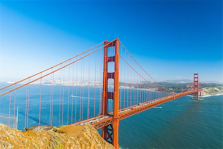 simsearch:862-08091471,k - View at Golden Gate Bridge which spans Golden Gate strait at San Francisco Bay. California, USA Stock Photo - Budget Royalty-Free & Subscription, Code: 400-08315663