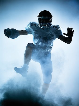 football player action not soccer - one american football player portrait in silhouette shadow on white background Stock Photo - Budget Royalty-Free & Subscription, Code: 400-08317125