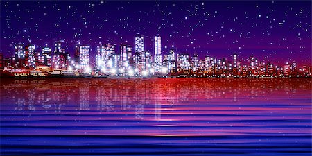 abstract purple sunset background with silhouette of city vector illustration Stock Photo - Budget Royalty-Free & Subscription, Code: 400-08318333