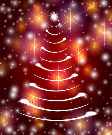 simsearch:400-05006261,k - christmas tree drawn by white lights over red background with stars Stock Photo - Budget Royalty-Free & Subscription, Code: 400-08318413