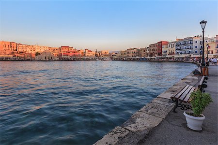 Beautiful cityscape and promenade in city of Chania on island of Crete, Greece Stock Photo - Budget Royalty-Free & Subscription, Code: 400-08319620