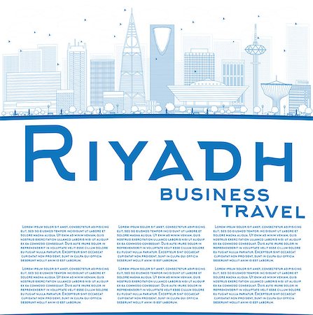 saudi arabia people - Outline Riyadh skyline with blue buildings. Vector illustration. Business and tourism concept with skyscrapers and copy space. Image for presentation, banner, placard or web site Stock Photo - Budget Royalty-Free & Subscription, Code: 400-08320268