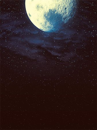 Big stylized moon in the night sky with stars. Stock Photo - Budget Royalty-Free & Subscription, Code: 400-08335105