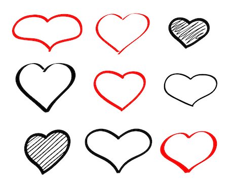 Abstract hand-drawn vector doodle heart icons set Stock Photo - Budget Royalty-Free & Subscription, Code: 400-08335228