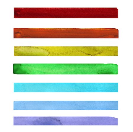 Seven rainbow colored watercolor paint strokes over the white background Stock Photo - Budget Royalty-Free & Subscription, Code: 400-08335449