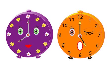 ellion (artist) - Vector illustration of two isolated cute alarms Stock Photo - Budget Royalty-Free & Subscription, Code: 400-08336556