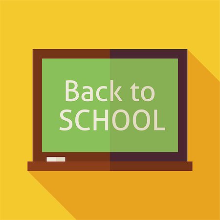simsearch:400-07042264,k - Flat Back to School Chalkboard Illustration with long Shadow. Education Vector illustration. Flat Style Colorful Chalkboard. Learning and Lesson Object Stock Photo - Budget Royalty-Free & Subscription, Code: 400-08336795