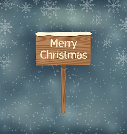 simsearch:400-04229535,k - Illustration snow covered wooden sign, Merry Christmas background - vector Photographie de stock - Aubaine LD & Abonnement, Code: 400-08337846