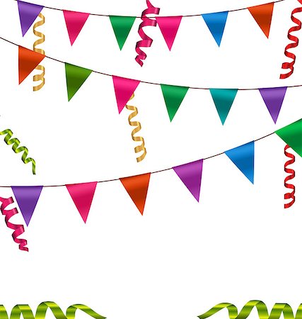 simsearch:400-06628533,k - Illustration Colorful Buntings Flags Garlands and Serpentine for Your Party - Vector Stock Photo - Budget Royalty-Free & Subscription, Code: 400-08337856