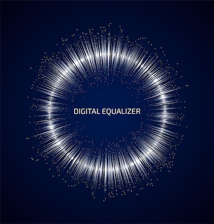 radio wave - Abstract white round music equalizer with dots on dark blue background. Vector illustration Stock Photo - Budget Royalty-Free & Subscription, Code: 400-08338178