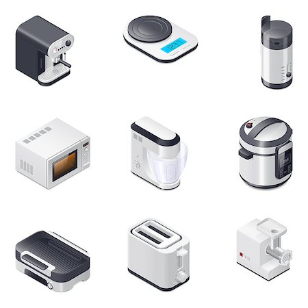 simsearch:400-04790475,k - Household appliances detailed isometric icons set vector graphic illustration, part 2 Stock Photo - Budget Royalty-Free & Subscription, Code: 400-08338846