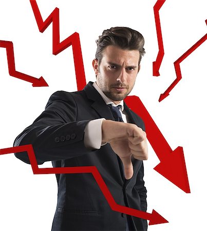 simsearch:400-04902701,k - Negative businessman with statistical red arrows down Stock Photo - Budget Royalty-Free & Subscription, Code: 400-08339093